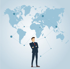 Wall Mural - businessman with pin location icon vector  