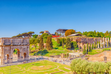 Arch of Constantine (Italian: Arco di Costantino) is a triumphal arch in Rome, situated between the Colosseum and the Palatine Hill.