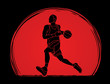Basketball player running designed on sunlight background graphic vector
