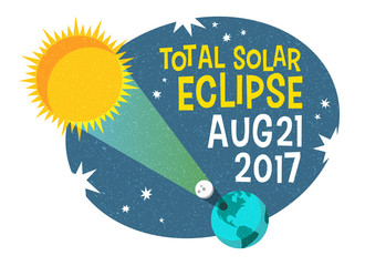 retro science illustration of the solar eclipse with starry night background. Web banner, card, poster or t-shirt design. vector illustration.