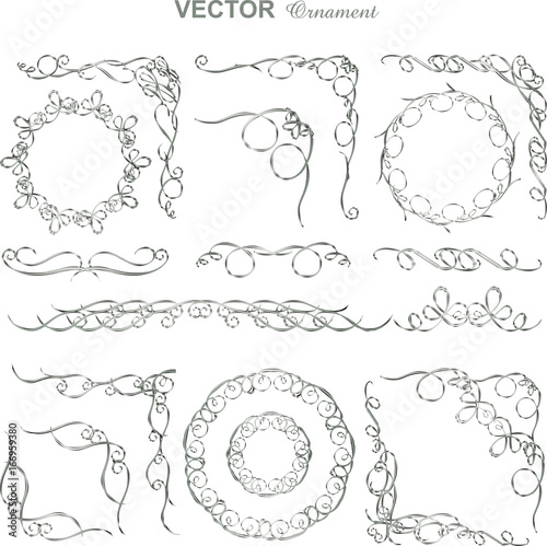 シルバーメタリックのフレーム クラシカルオーナメント 飾り罫 飾り囲み 囲み罫 Hand Drawn Ribbon Vector Buy This Stock Vector And Explore Similar Vectors At Adobe Stock Adobe Stock