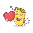 mango character cartoon mascot with heart