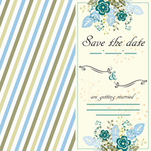  Vector Graphics. Invitation Cards For Wedding, Party Or Date In Vintage Retro Style With Floral Ornament Doodle