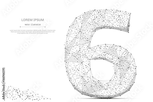 Abstract mash line and point number six on white background with an inscription Tableau sur Toile