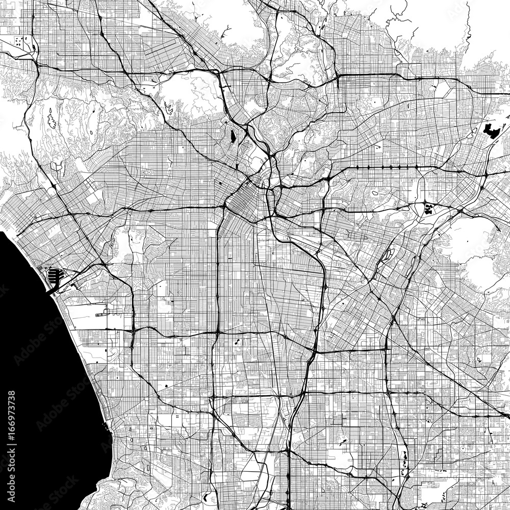 Los Angeles Monochrome Vector Map Stock Vector | Adobe Stock