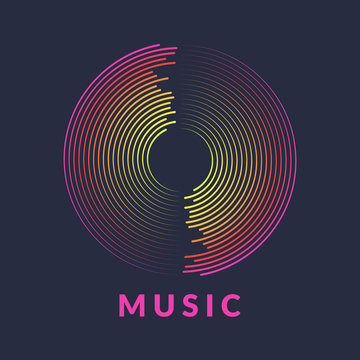 Poster of the sound wave. Vector illustration on dark background