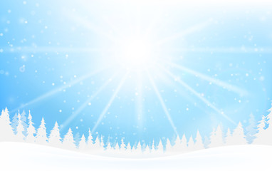 Poster - winter snowflake falling into snow floor and lighting over blue abstract background for winter celeb