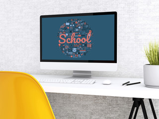 Poster - 3d Student workspace with computer