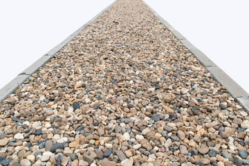 Perspective  Rounded rocks stones Grades road isolate on white background