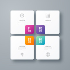 Wall Mural - Business infographics template 4 steps with square