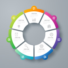 Wall Mural - Infographics template 7 options with circle