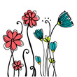 Design of Hand drawn doodle flowers set on white background. Illustration