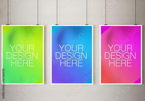 Download 3 Large Framed Posters Mockup 1 Stock Template Adobe Stock