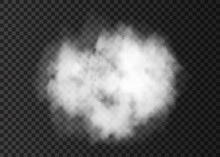 White  Smoke Cloud  Or  Puff  Isolated On Transparent  Background.