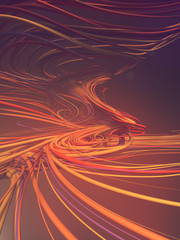 Poster - Interlacing abstract red and orange curves. 3D rendering