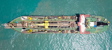 Suction-Dredger Vessel At Sea - Aerial Image