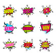 Comic text speech bubble pop art set girl power