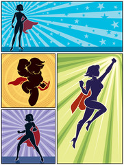 Poster - Super Heroine Banners 1 / Set of 4 super heroine banners. 