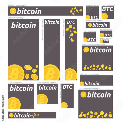 Bitcoin Digital Currency Vector Banner Set Banners For Bitcoin - 