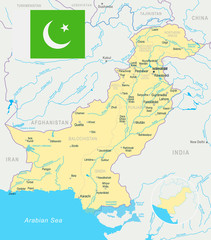  Pakistan - map and flag illustration