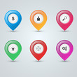 © rwgusev - Pin vector icon dollar, people, loupe bulb target gear
