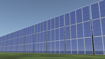  Solar panels-green free energy.3D rendering.