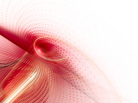 Abstract background element. Fractal graphics series. Curves, blurs and twisted grids composition. Red and whie colors.