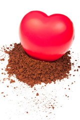 Wall Mural - Cocoa powder with red heart