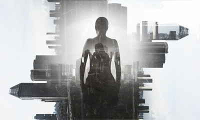 Poster - She is fighting for success . Mixed media