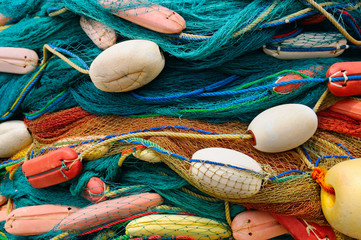 background of colorful fishing nets
