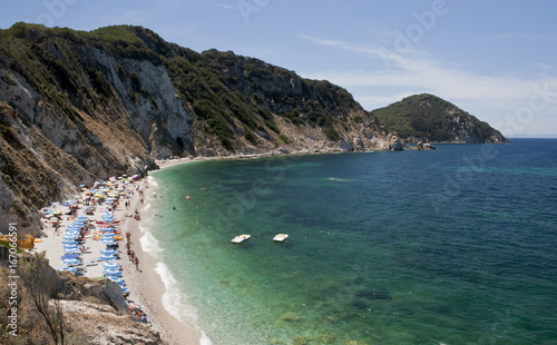 The Beach Of Sansone At The Elba Island On The Background