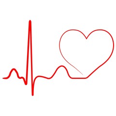Poster - Hospital heart logo with pulse, heart beat icon