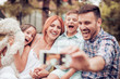 Family taking picture of themselves