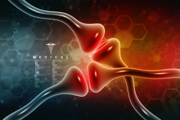 Poster - Synapse and Neuron cells sending electrical chemical signals. 3d rendering