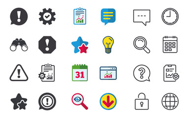 Poster - Attention icons. Exclamation speech bubble.