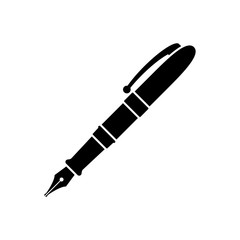 pen icon. black, minimalist icon isolated on white background. fountain pen simple silhouette. web s