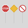© Denys Holovatiuk - Road signs set. Isolated on grey background.