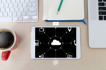 Poster -  Cloud Computing diagram Network Data Storage Technology Service