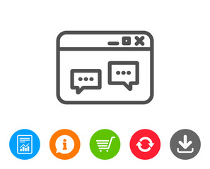 Poster - Browser Window line icon. Chat speech bubbles.