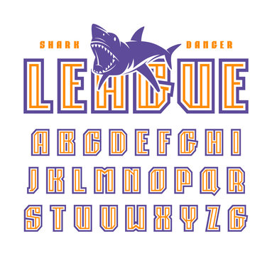 Double contour sanserif font in sport style