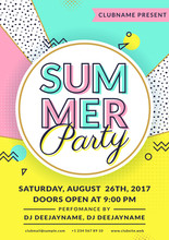 Summer Party Invitation. Vector Flyer Template.