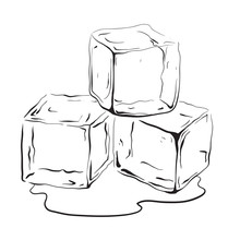 Hand Drawn Ice Cubes. Black And White Vector Illustration For Your Creativity