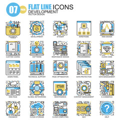 Poster - thin line web design and development icons set