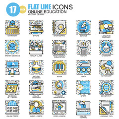 Poster - Thin line education, online training icons set