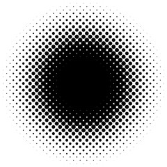 Fototapete - Halftone element, circular halftone pattern. Specks, halftone circle gradient