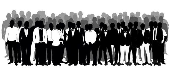 Sticker - Crowd of silhouettes of men business vector,