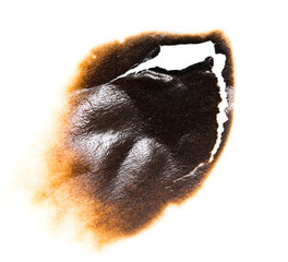 Wall Mural - Trail of burnt paper on white background