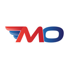 fast initial letter MO logo vector wing