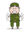 Cartoon Sergeant Shivering in Fear Vector Illustration