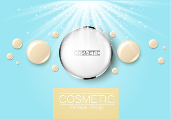 Wall Mural - foundation template design packaging of cosmetics Top view